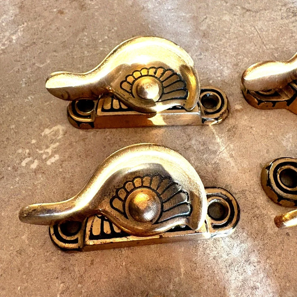 Lot Of 6 Brass Window Sash Locks w/ original Screws